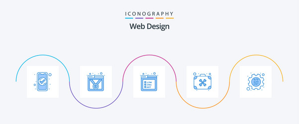 web design blue 5 icon pack including coding vector image