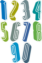 3d extra tall numbers set made with round shapes vector image