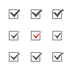 check mark set over whitered ticchoice element vector image