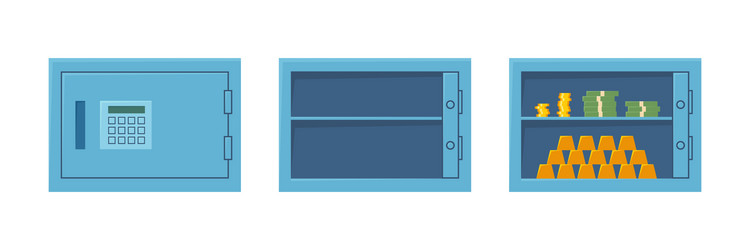 closed safe open empty and cabinet vector