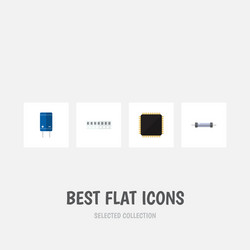 flat icon electronics set of cpu resistor vector image