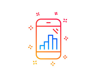 graph phone line icon column chart sign vector image