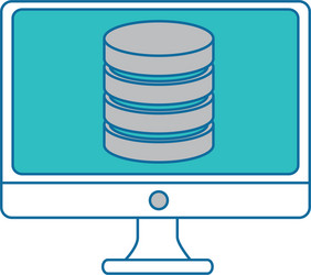 monitor computer with data disk vector image