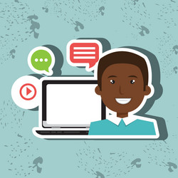 social networking user laptop isolated icon design vector image