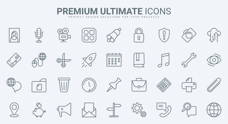 Thin Line App Icons - Collection vector image