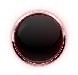 Red round glass button with chrome frame Vector Image