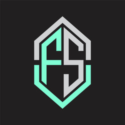 fs logo monogram with hexagon shape and outline vector image