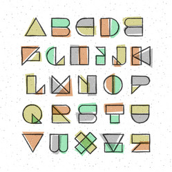 Geometric Offset Font - Retro Style vector image