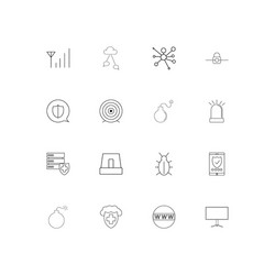 Internet security linear thin icons set outlined vector