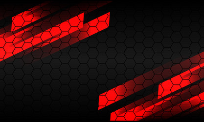 abstract black hexagon red light slash technology vector