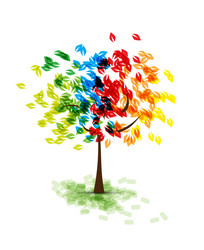 abstract futuristic stylized tree with color vector image