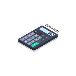 calculator and digital number left view shadow vector image