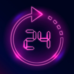 Light glowing clock icon neon time symbol Vector Image