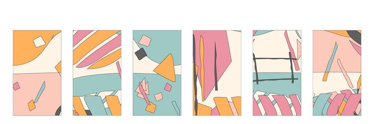 vertical isolated background set 6 in 1 abstract vector image