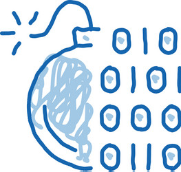 binary code bomb doodle icon hand drawn vector