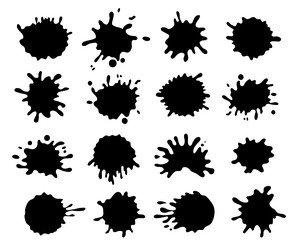 Black paint or ink splashes with drops splatter vector