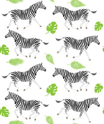 seamless pattern of zebra and palm leaves vector image