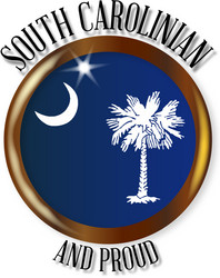 South Carolina Proud Flag Button Vector Image