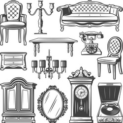Vintage Furniture Collection Vector Image