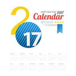 2017 calendar happy new year background greeting vector image