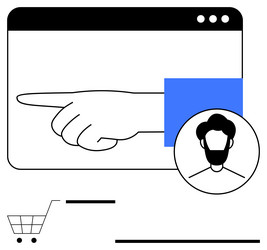 pointing hand in web interface with user profile vector image