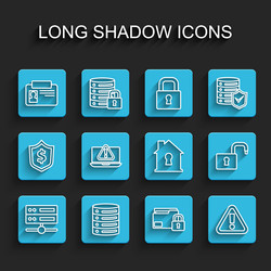 set line server data web hosting identification vector image