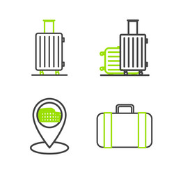 set line suitcase for travel map pointer vector image