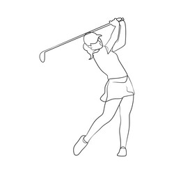 continuous line drawing of golfer vector image