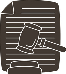 Hammer judge with document silhouette style icon vector