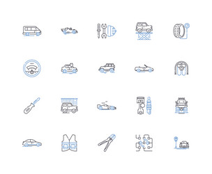 operator station line icons collection control vector