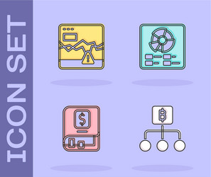 set blockchain technology bitcoin failure stocks vector image