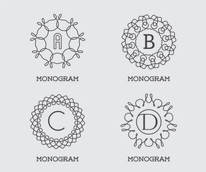 set monogram design template letter premium Vector Image