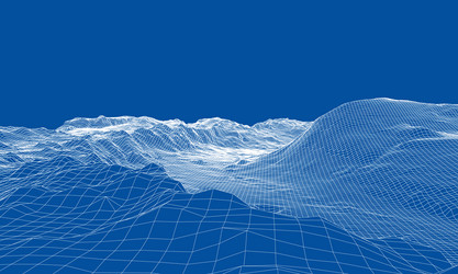 abstract 3d wire-frame landscape blueprint style vector image