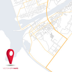 abstract city map with red pointer vector