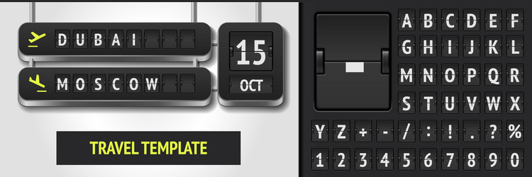 Airline departure board with dubai to moscow vector