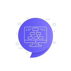 Flow chart in computer line icon vector