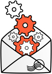 gears in evelope as symbol of email setting vector image