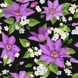 Tropical Clematis Floral Pattern Vector Image