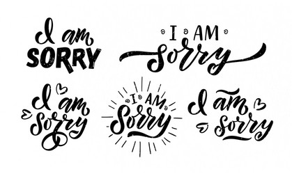 Hand sketched i am sorry lettering templates Vector Image