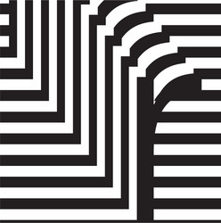 Modern abstract striped design with lines letter r