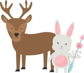 reindeer and rabbit with arrow bohemian style vector image