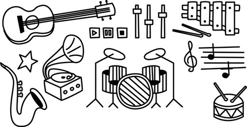 Set of musical instruments player buttons vector