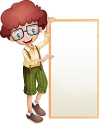 a boy showing an empty frame vector