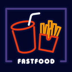 Colored fast food restaurant neon poster vector