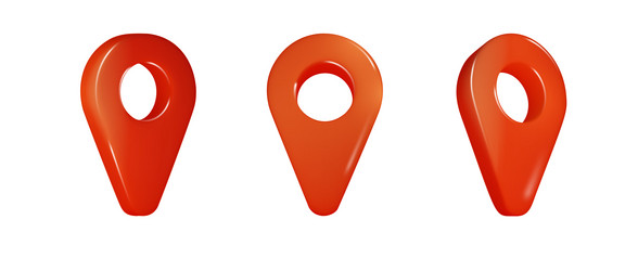 red map locator pin realistic 3d pointers vector image