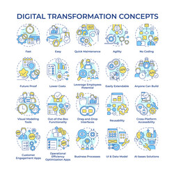 digital transformation multi color concept icons vector image