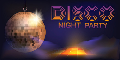 disco ball night dance discotheque poster neon vector