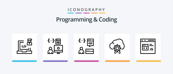 programming and coding line 5 icon pack including vector image