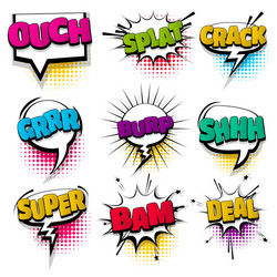 Set hand drawn effects comic speech bubbles Vector Image