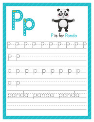 trace letter p uppercase and lowercase alphabet vector